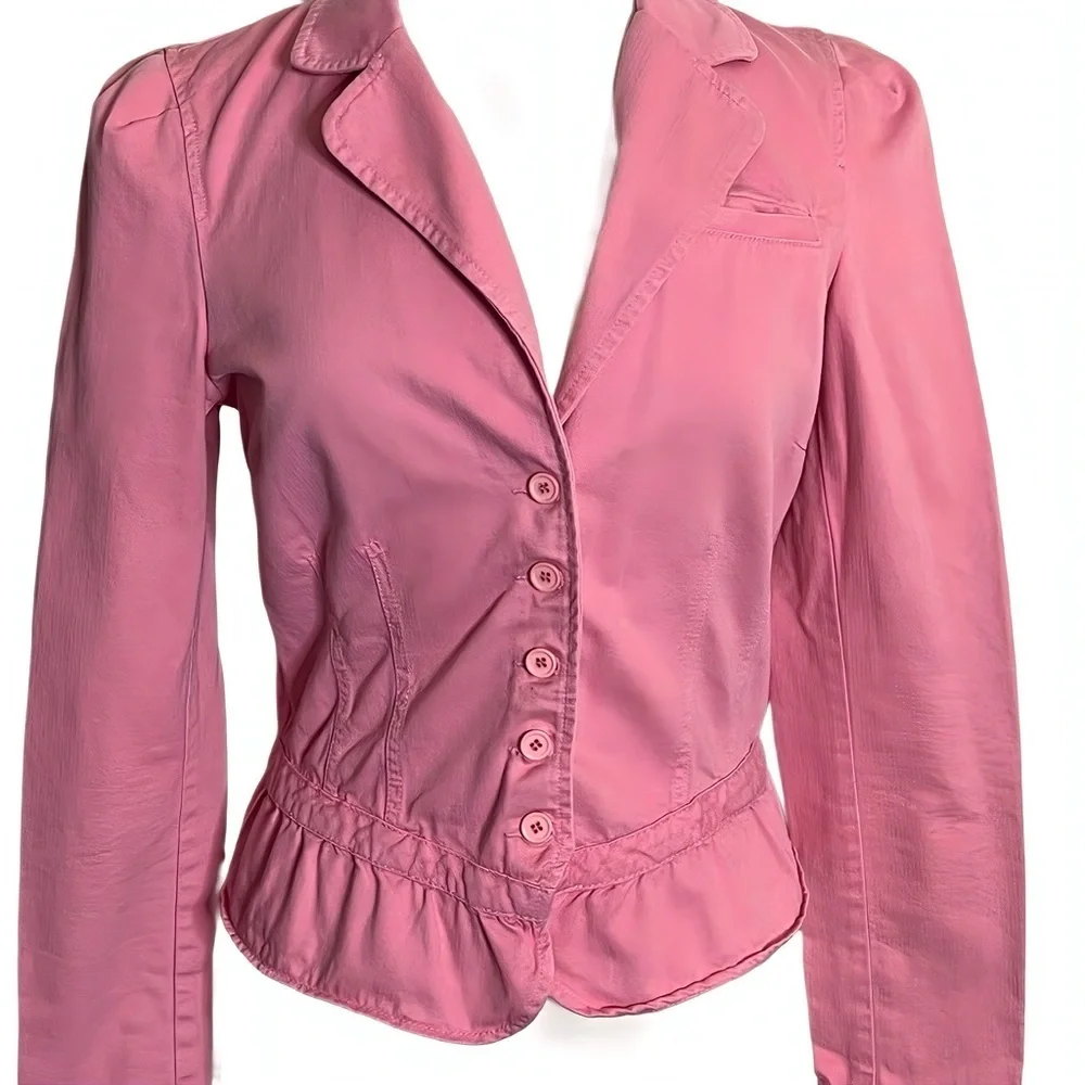 Vintage Juicy Couture Pink Peplum Blazer Jacket L Y2K Charmed Rose McGowan USA